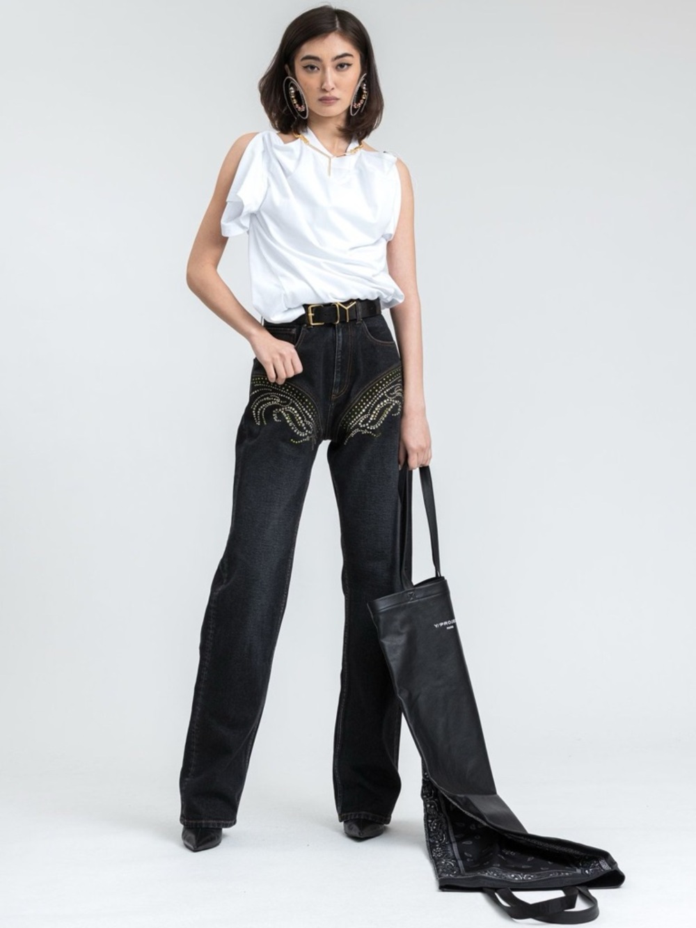 Y/Project SSENSE Exclusive Black Crystal Jeans Size 31 NWT! $795